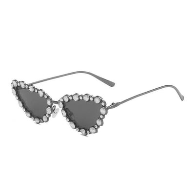 Rhinestone Cat Eye Metal Frame Sunglasses