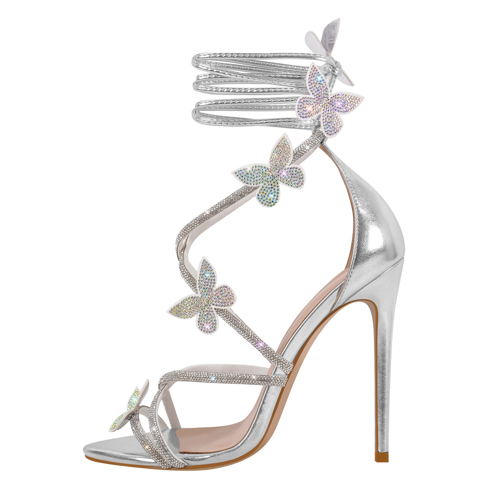 Suede Pointed Toe Ankle Boots with Rhinestone Butterfly Design