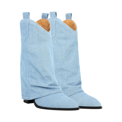 Pointed Toe Mid-Calf Fold Over Boots