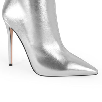 Metallic Pointed Toe Stiletto Over The Knee Boots