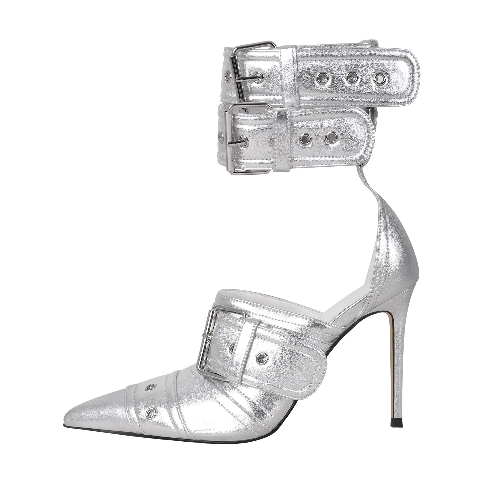 Metal Buckle Pointed-Toe Pumps