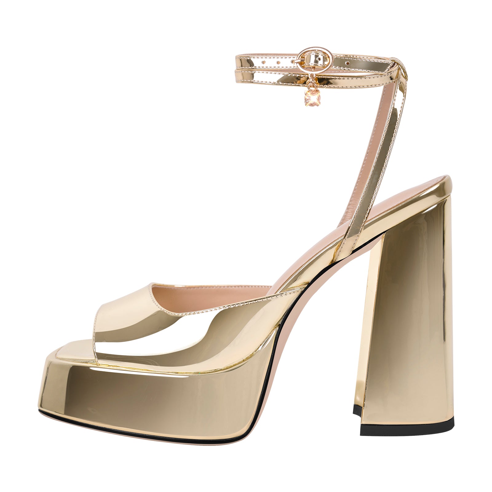 Open Toe Single Strap Chunky Heels Sandals