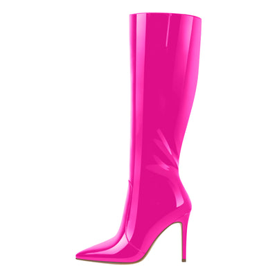 Pointed Toe Stiletto Thigh High Rose Red Boots