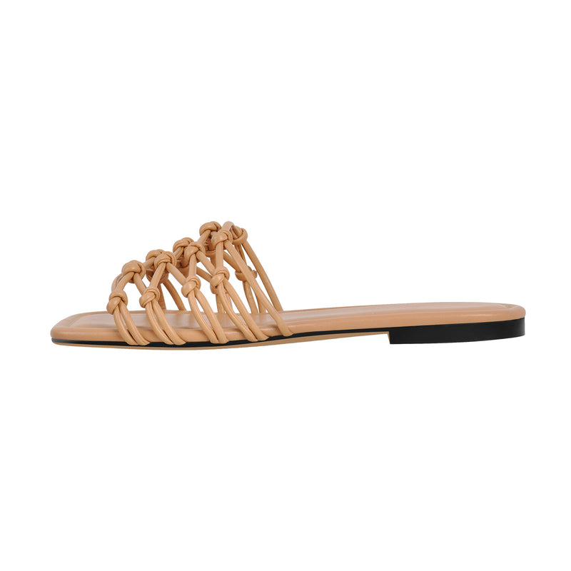 Onlymaker Flats Square Toe Woven Strap Sandals