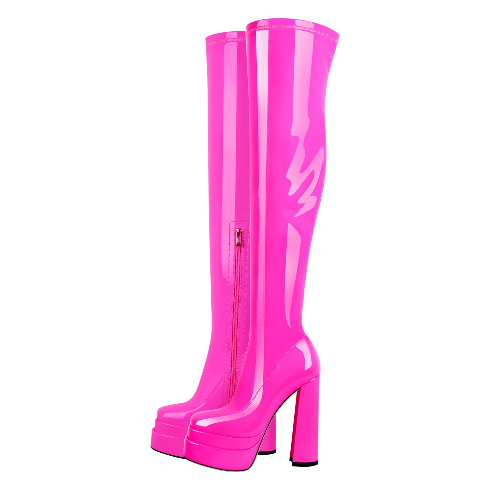 Chunky Heel Platform High Boots