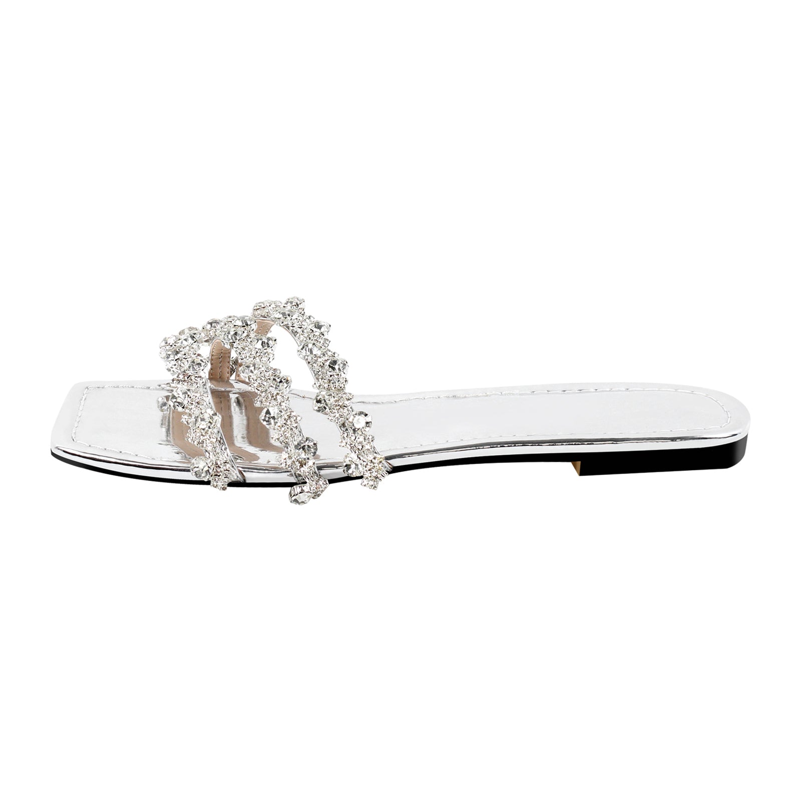 Square Rhinestone Flat Shoes