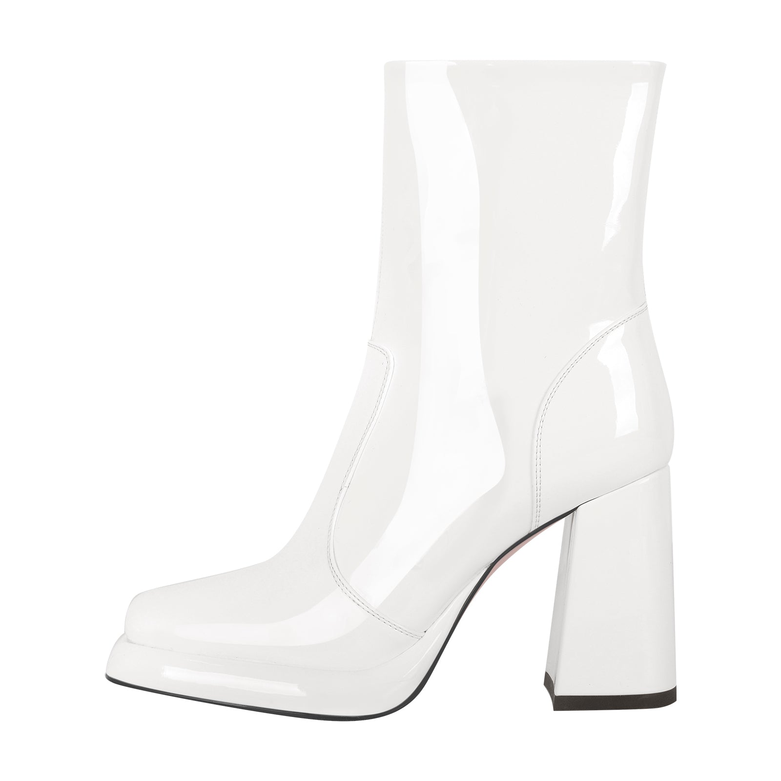 2400~Square Toe Leather VERTIGO Boots with Plateau and Side Zip Heel 9cm main image 0