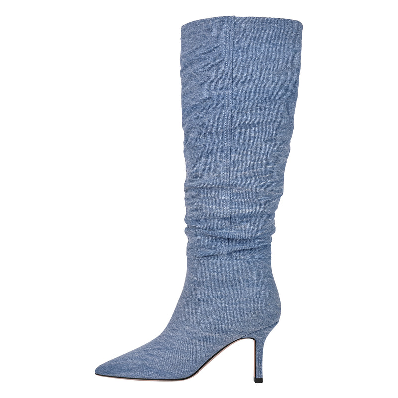 Denim Pointed Toe Stiletto Thigh Boots