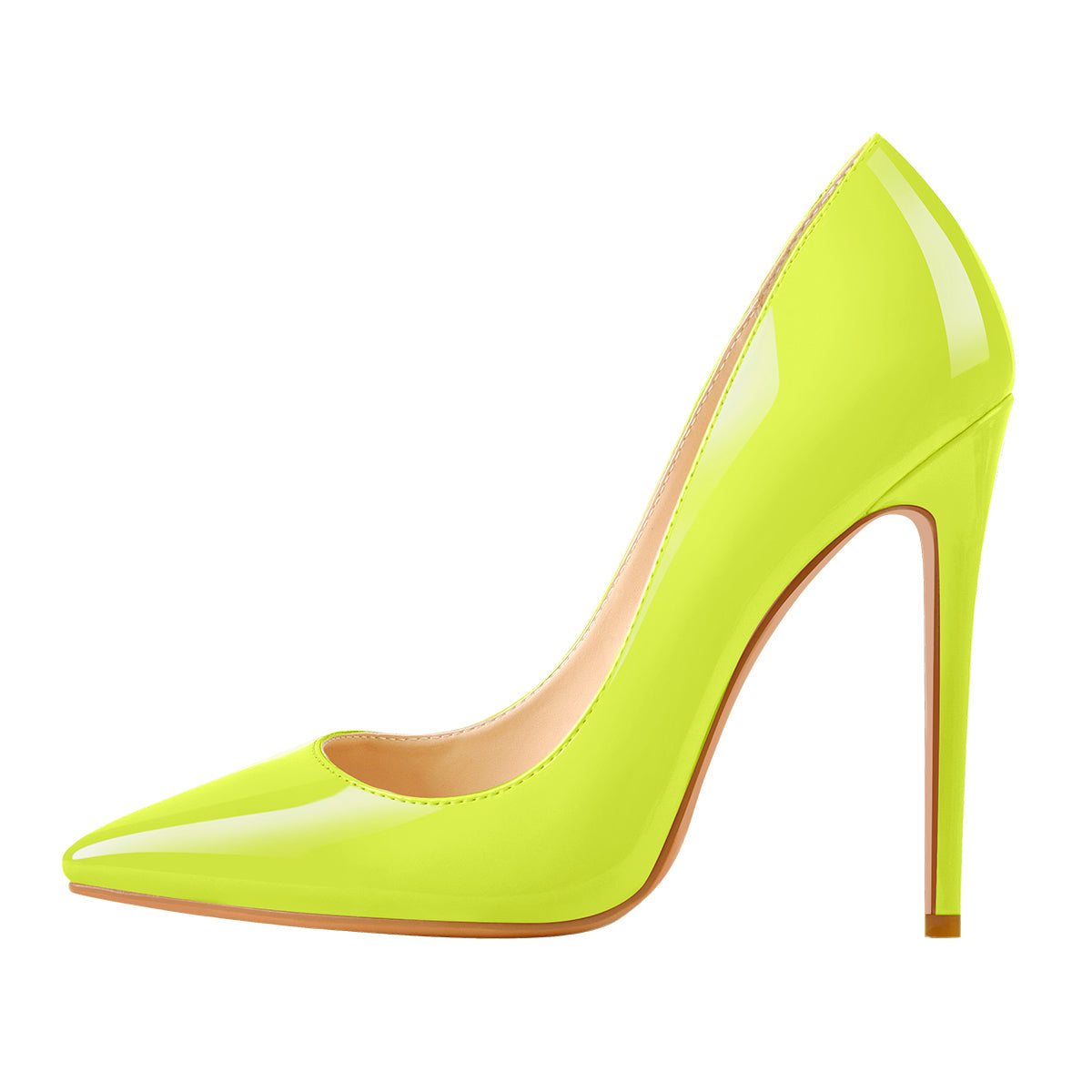 POINTED TOE MEDIUM HEEL PUMPS IN YELLOW SILK