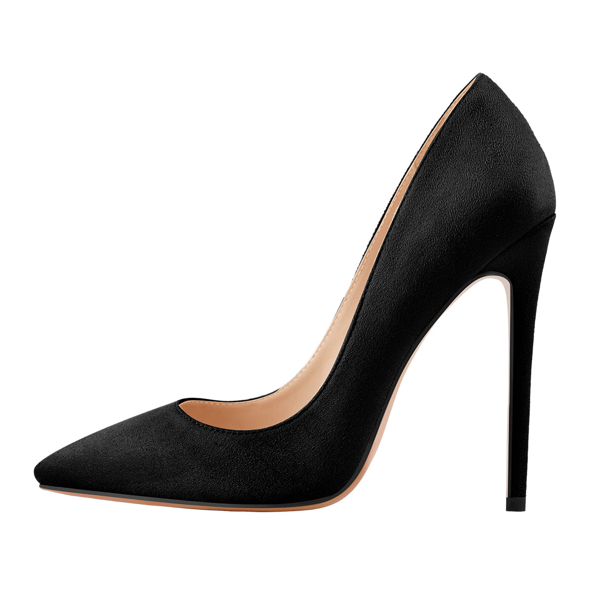 Suede Pointed Toe Stiletto High Heels Slip-on Dress Pumps