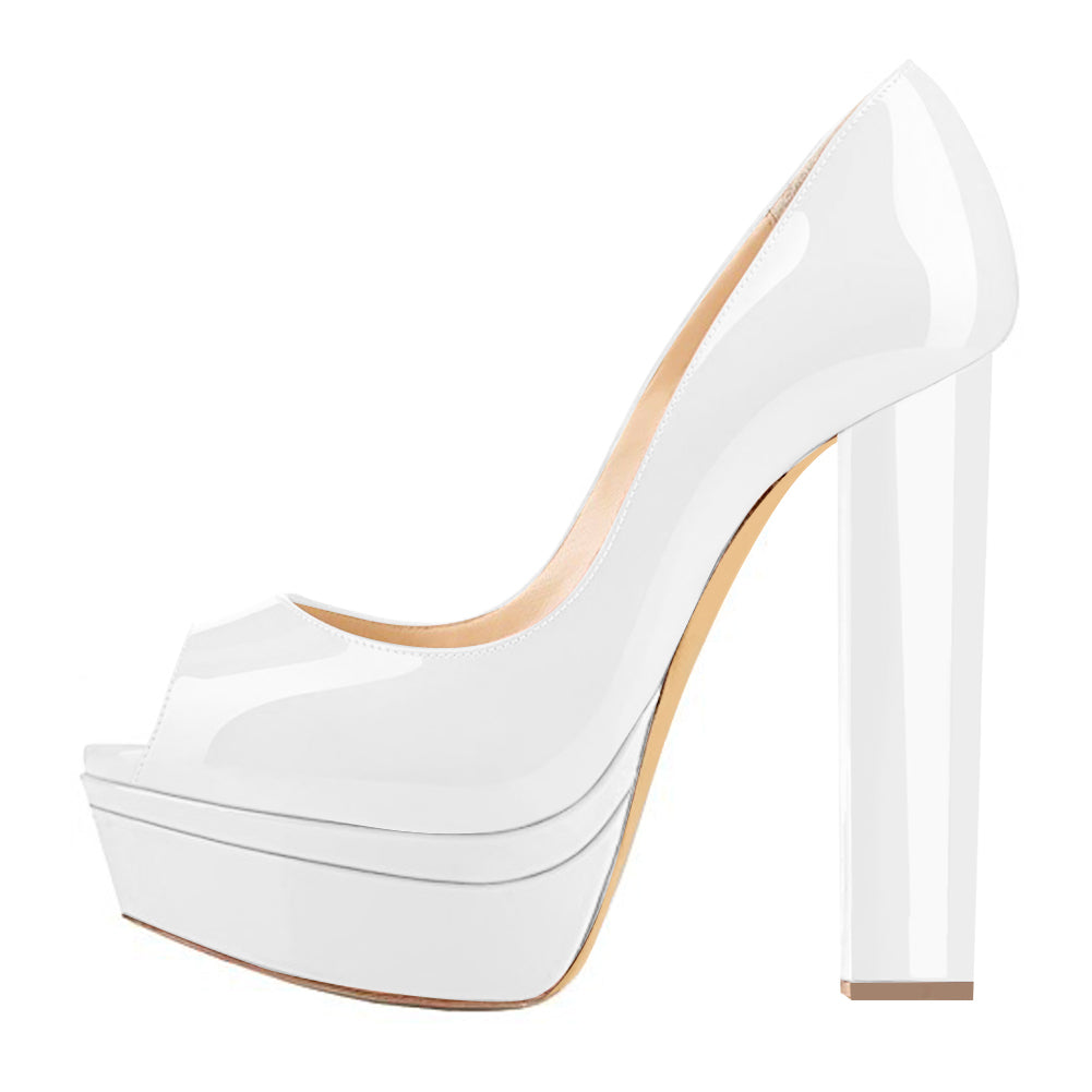 platform white pumps