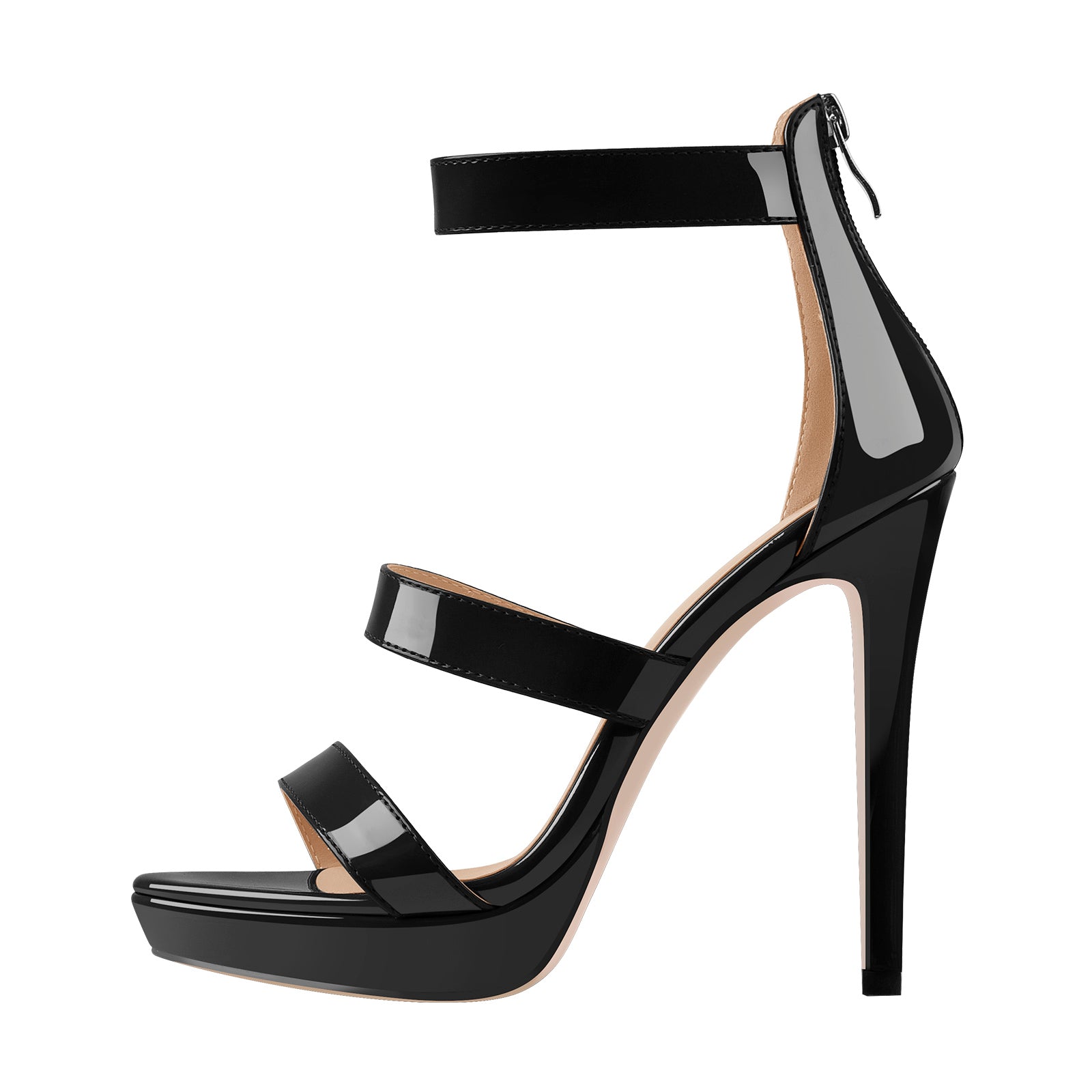Black Ankle Zip Platform Stiletto Band Sandals – Onlymaker