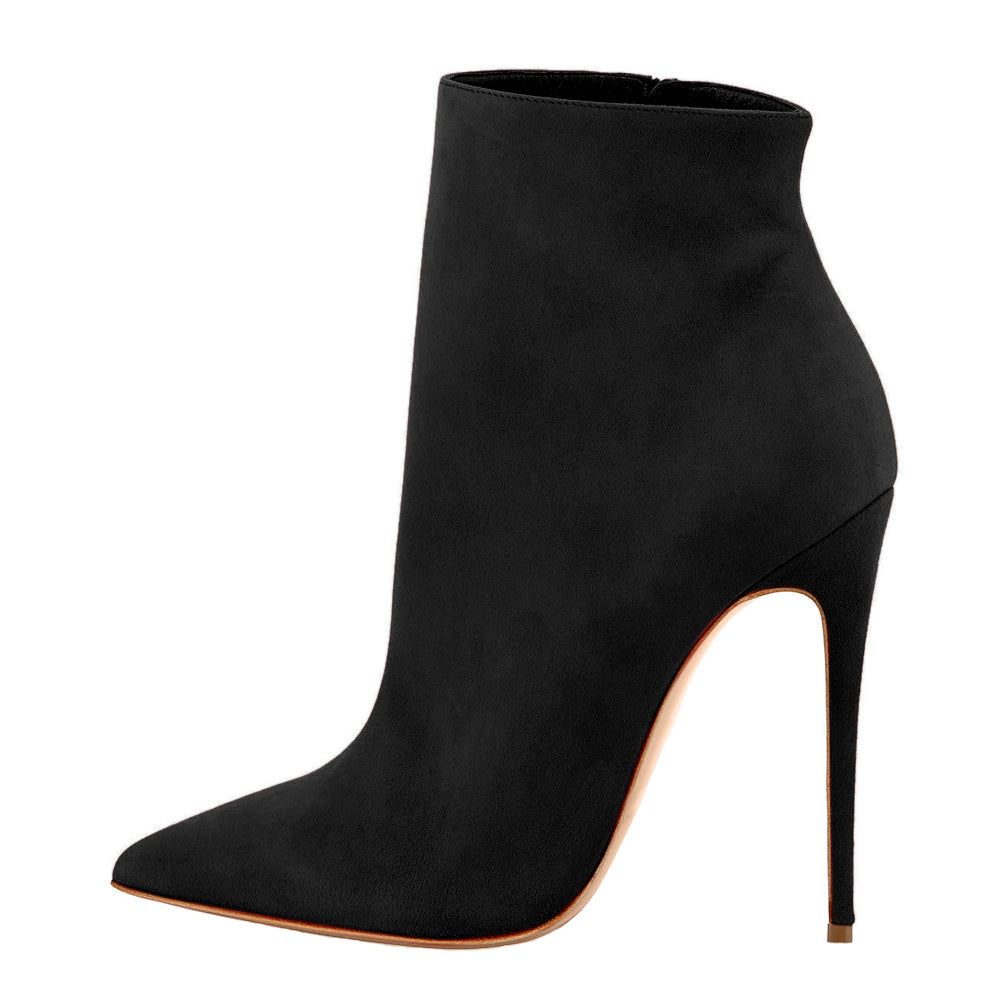 Suede Pointy Toe Stiletto High Heel Ankle Boots â Onlymaker