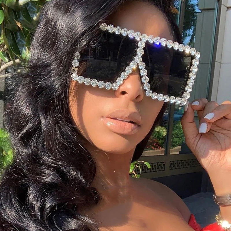 Rhinestone Square Shape Sunglasses