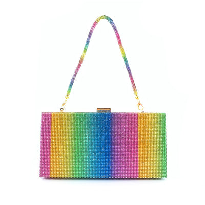 Rainbow Rhinestone Rectangular Handbag