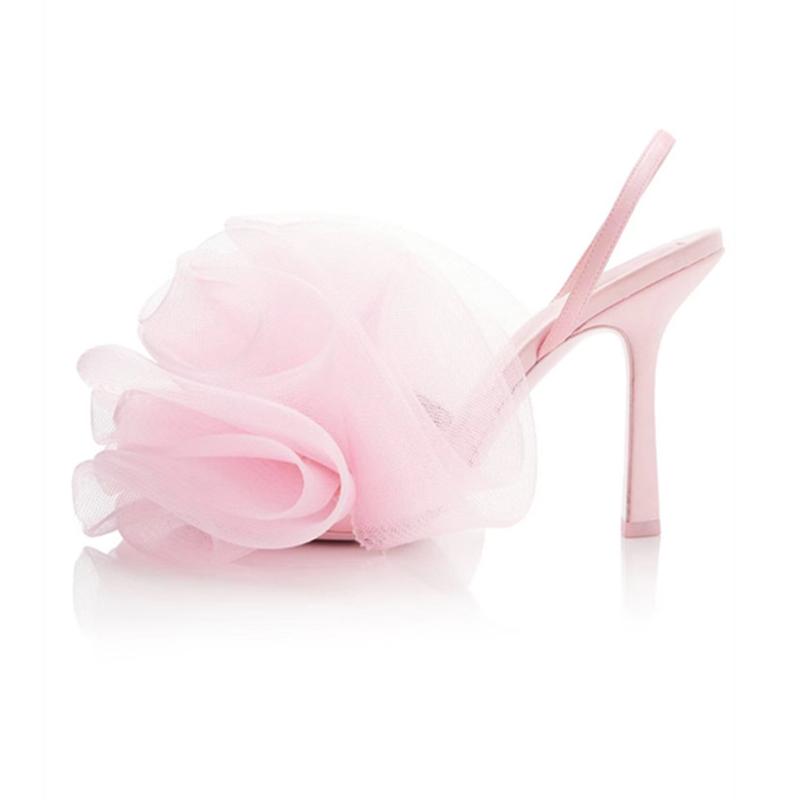 Flower Peep Toe Stiletto Strap Sandals