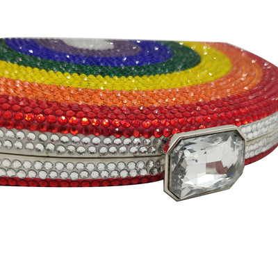 Rainbow Rhinestone Semi-circular Handbag