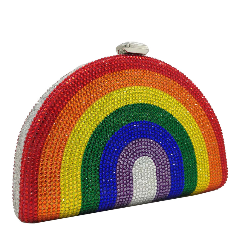 Rainbow Rhinestone Semi-circular Handbag