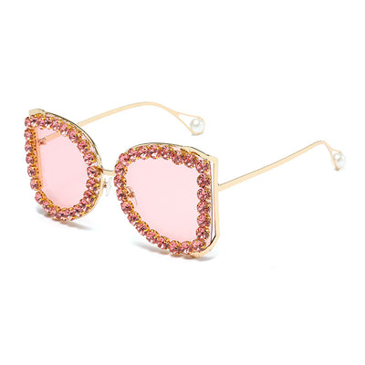 Diamond Large Frame Pearl Sunglasses