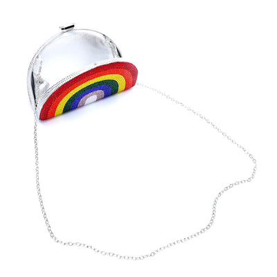 Rainbow Rhinestone Semi-circular Handbag