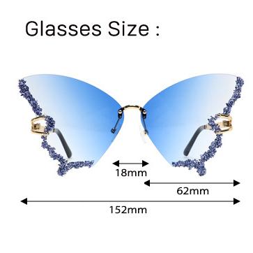 Punk Butterfly Rimless Sunglasses