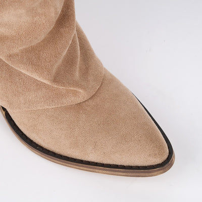 Suede Pointed Toe Western Ankle Boots
