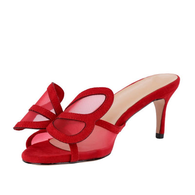 Mesh Butterfly Suede Sandals Mules