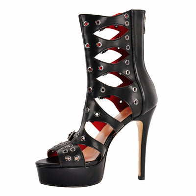 Round Toe Platform Metal Buckle Sandals