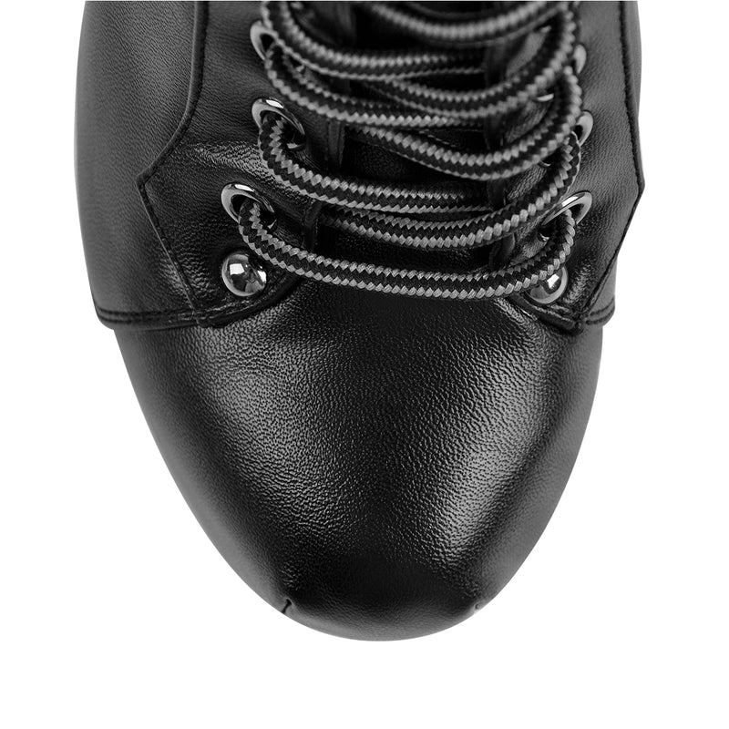 Black Platform Round Toe Chunky Heel Ankle Boots