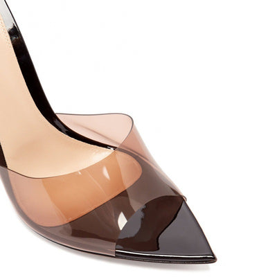 Pointed Toe Clear Stiletto Sandals Mules
