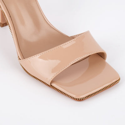 Square Toe Zipper Edge Trim Ankle Strap Sandals