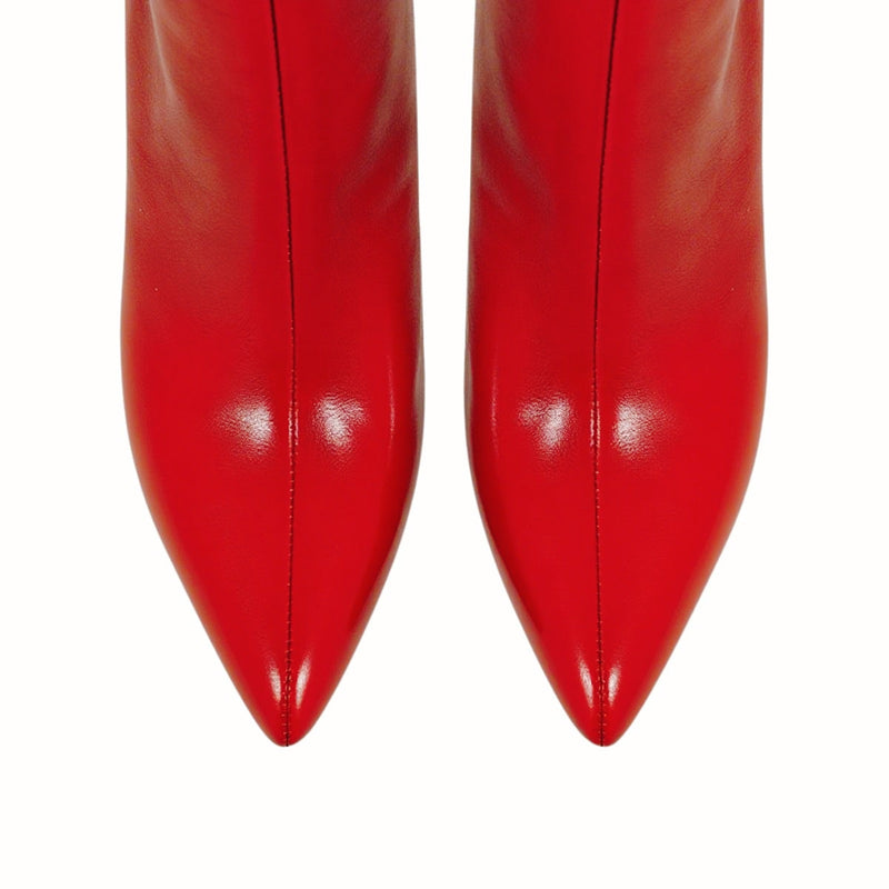 Red Leopard Pointed Toe Over The Knee Stiletto Boots