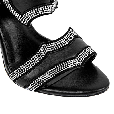 Rhinestone Cutout Back Zipper Ankle Bootie Sandals