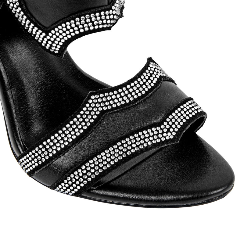 Rhinestone Cutout Back Zipper Ankle Bootie Sandals