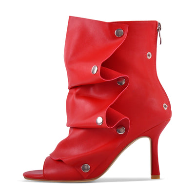 Open Toe Removable Stiletto Ankle Boots