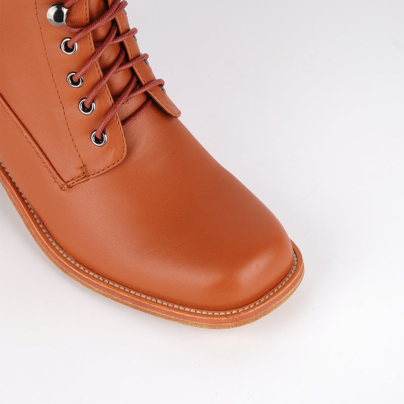 Square Toe Lace-up Chunky Heel Knee High Boots