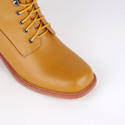 Square Toe Lace-up Chunky Heel Knee High Boots