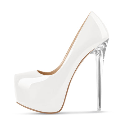 Pointed Toe Platform Clear Heel Stiletto Pumps