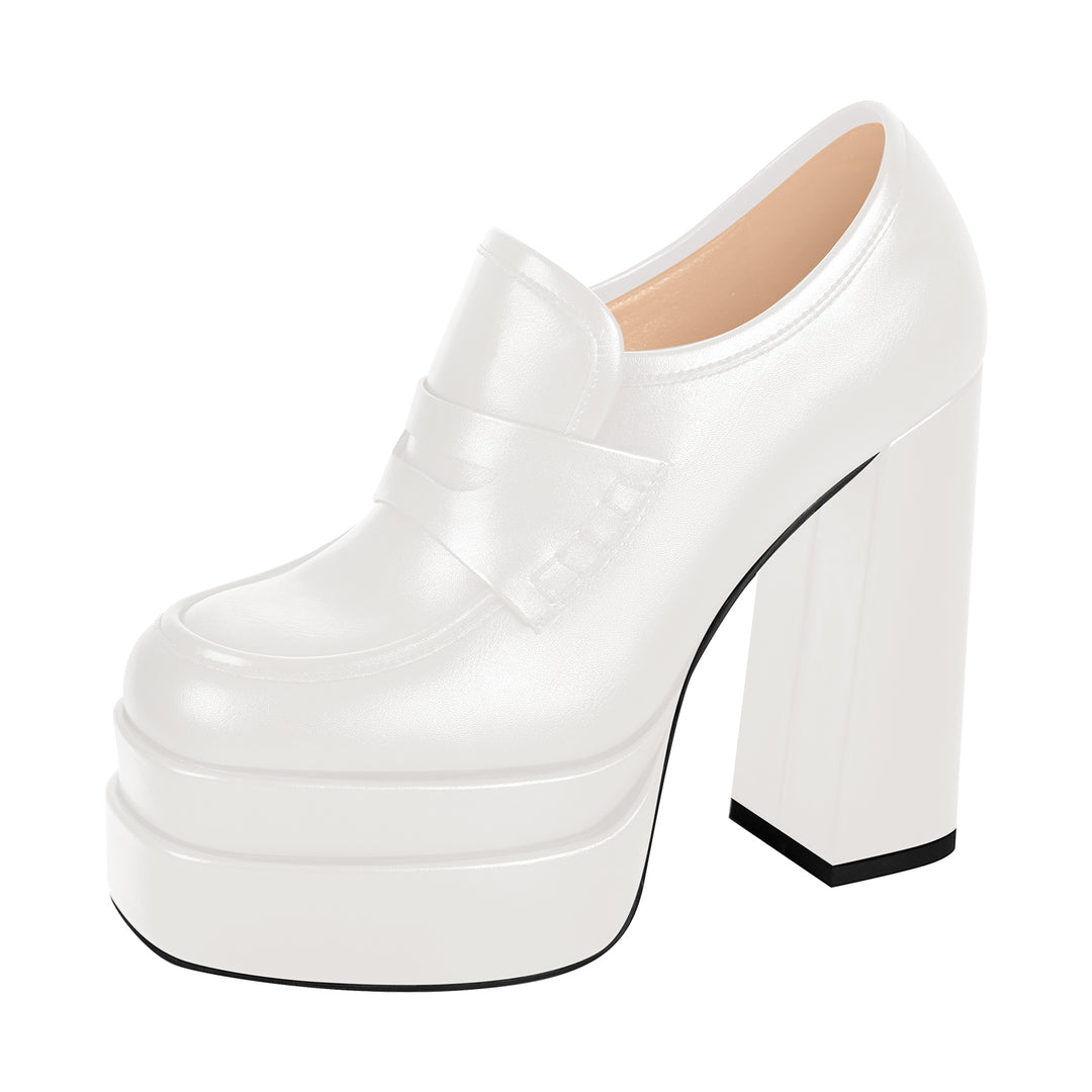 Double Platforms Chunky High Heel Loafers Pumps – Onlymaker