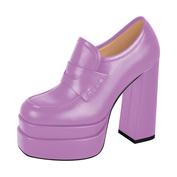 Double Platforms Chunky High Heel Loafers Pumps – Onlymaker
