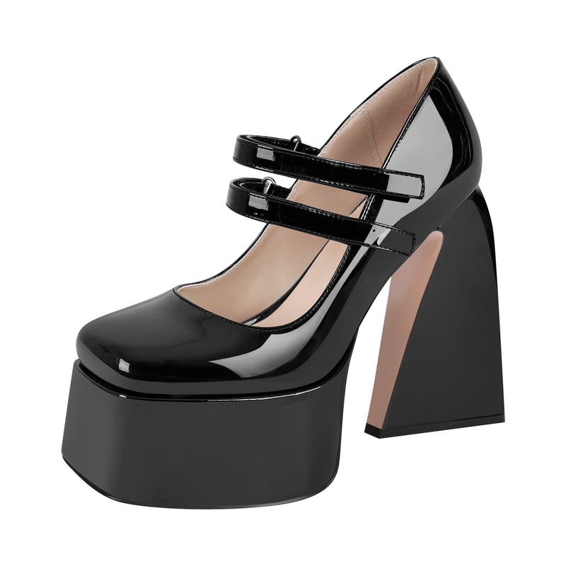 Square Toe Chunky Heel Platform Mary Jane Pumps Sandals