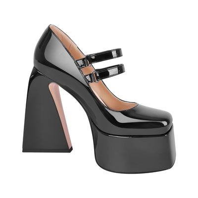 Square Toe Chunky Heel Platform Mary Jane Pumps Sandals