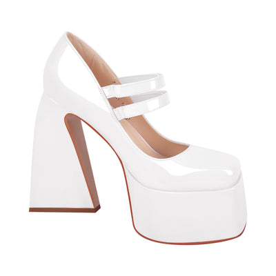 Square Toe Chunky Heel Platform Mary Jane Pumps Sandals