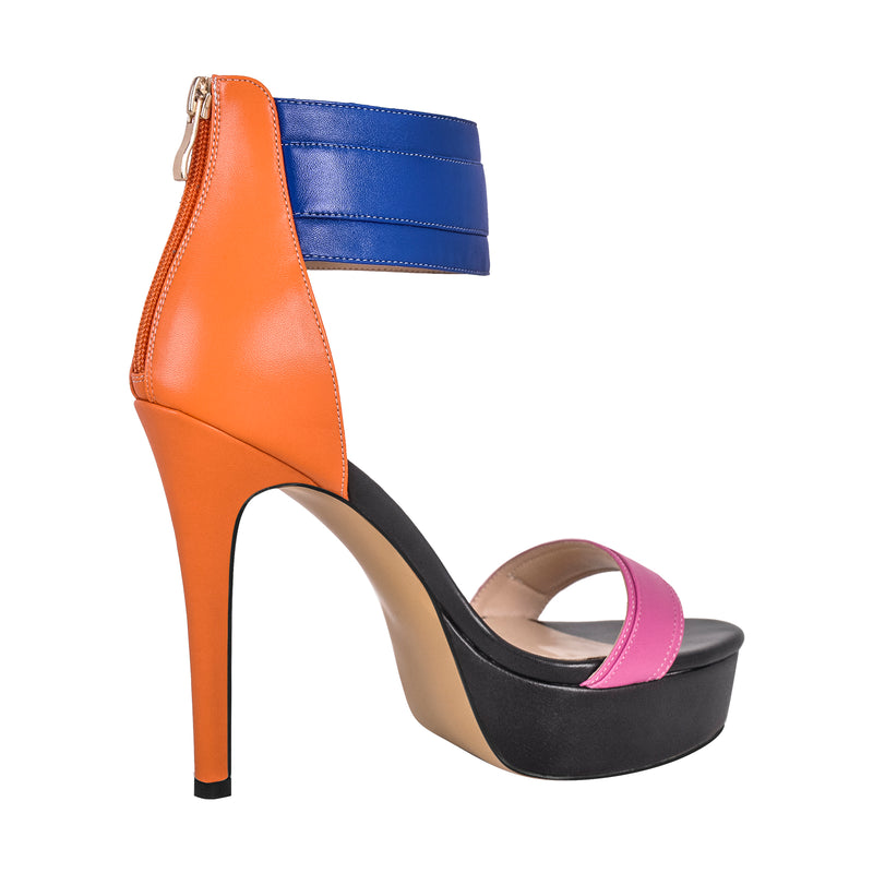 Platform Round Open Toe Stiletto Ankle Strap Sandals