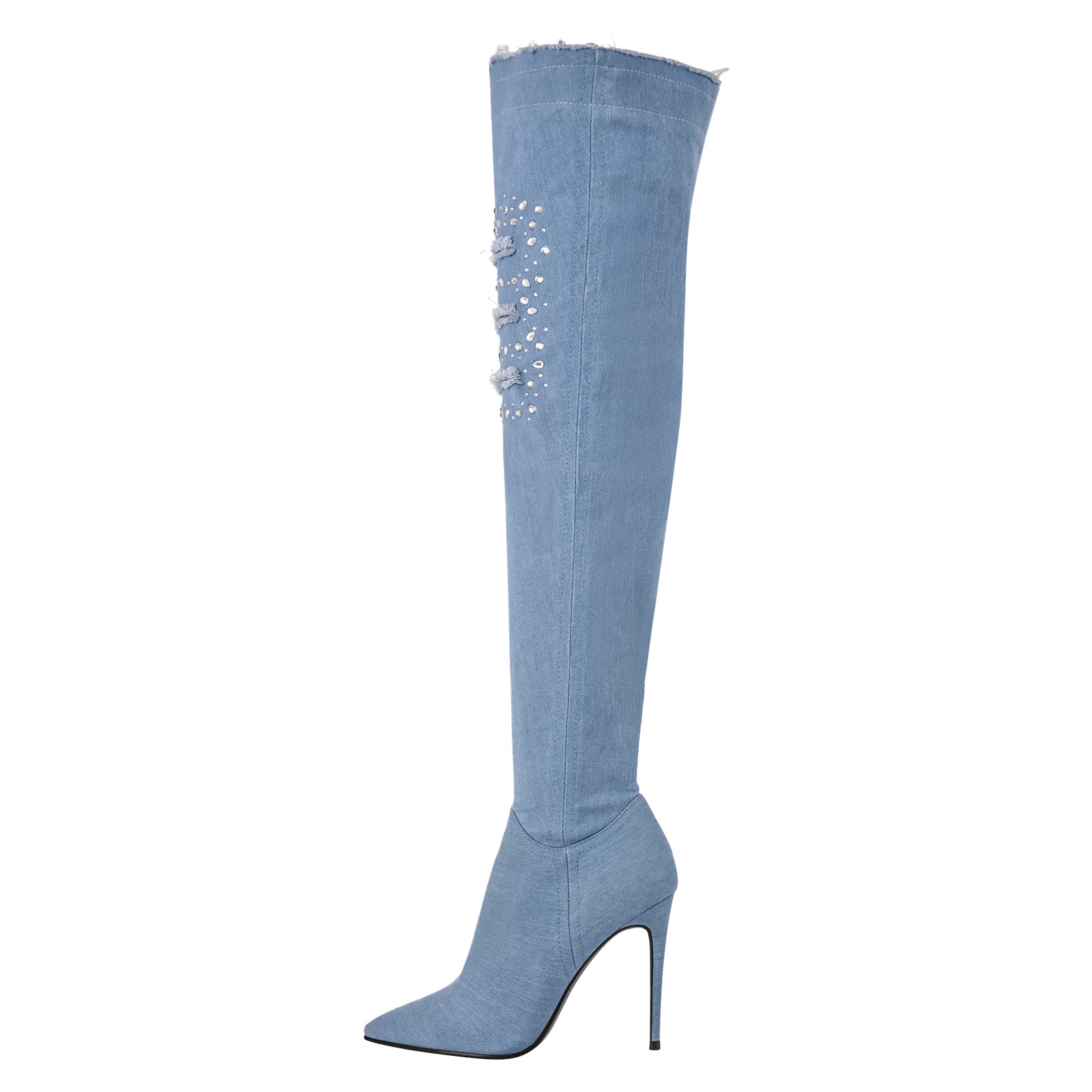 Suede Pointy Toe Stiletto Over-The-Knee Boots