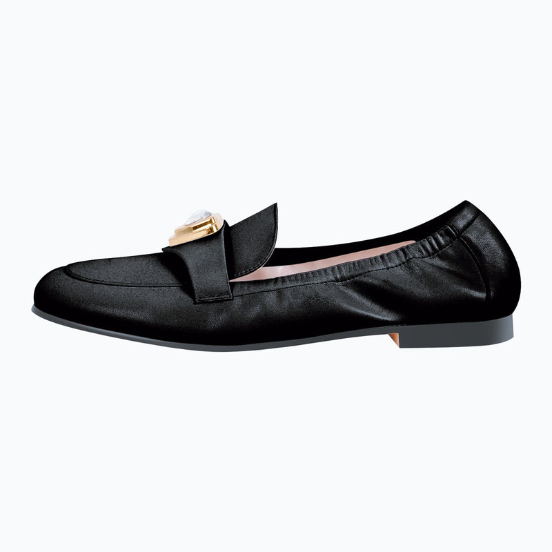 White Round Toe Leather Flats