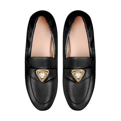 White Round Toe Leather Flats