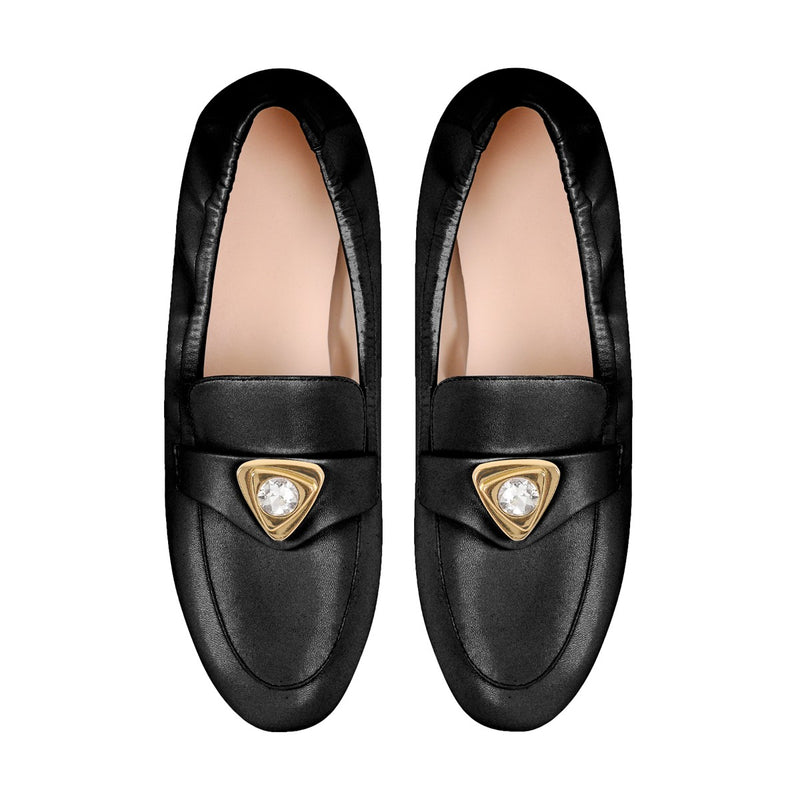 White Round Toe Leather Flats