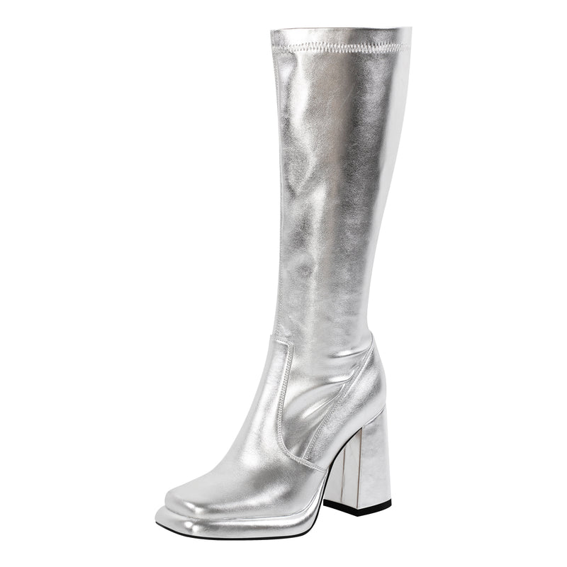 Platform Square Toe Chunky Heel Knee High Boots – Onlymaker