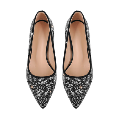 Rhinestone Pointed Toe Kitten Heel Pumps